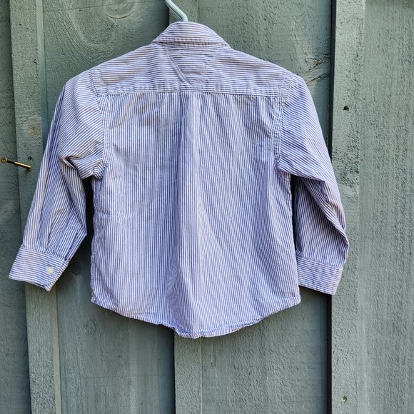 Tommy Hilfiger Striped Blue And White Button Down Shirt Size 4T - Picture 4 of 5